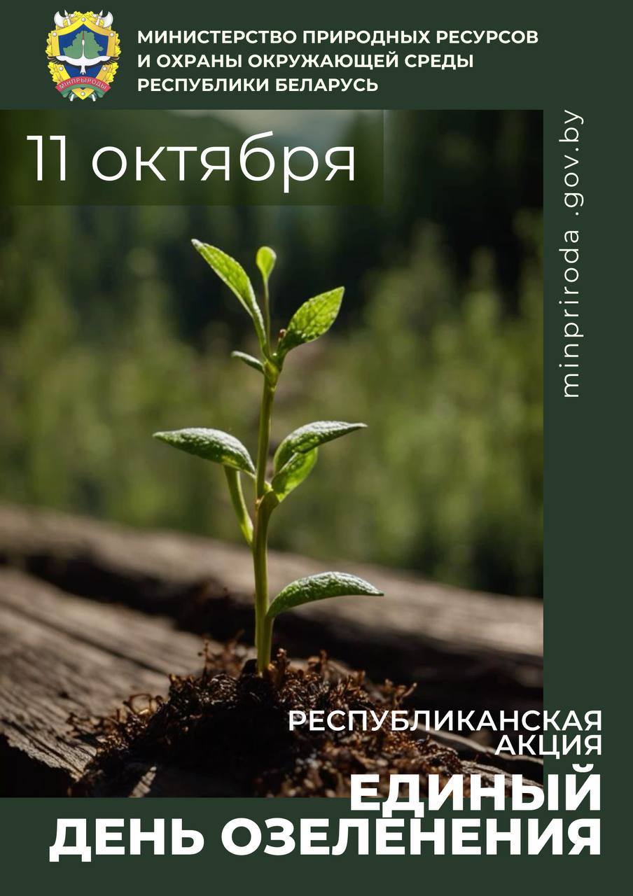 Минприроды приглашает белорусов присоединиться к масштабной кампании по озеленению, которая стартует по всей стране 11 октября!